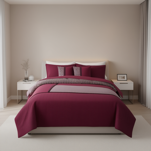 Juego de Edredón Doble Milan Wine de 2 Piezas con Patrón Geométrico de Poliéster para Todas las Temporadas - Product Image 2