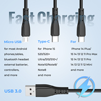 Câble de données de charge multifonctionnel Portable LOGO personnalisé un glisser trois porte-clés USB téléphone ordinateur/caméra Compatible Pd