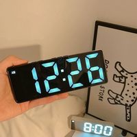 Jam Berwajah Cermin Bercahaya, Jam Meja, Ornamen Bergaya Alas, Layar Digital LED, Jam Alarm Elektronik