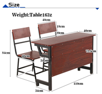 Ensemble de table et chaise d'école 2 places de style philippin, table double en bois pour étudiants, mobilier pour salle de classe universitaire