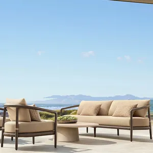 Minimalist Design Outdoor Sofa Set Modern Patio Garden Metal Sofa Furniture Rope Woven Outdoor Aluminum Sofa Set