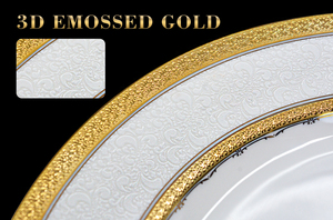 Nouvelle vaisselle <span class=keywords><strong>de</strong></span> table en <span class=keywords><strong>porcelaine</strong></span> <span class=keywords><strong>de</strong></span> Chine <span class=keywords><strong>de</strong></span> style banquet <span class=keywords><strong>de</strong></span> mariage populaire, 24 pièces, <span class=keywords><strong>luxe</strong></span>, gaufrée, véritable or, pour 6 personnes - Product Image 4