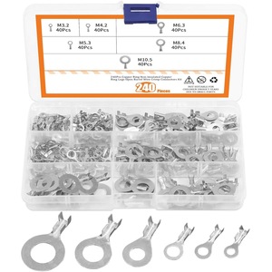 240Pcs Copper Ring <b>Terminal</b> Kit M3.2 M4.2 M5.3 M6.3 M8.4 M10.5 Non Insulated Open Barrel Crimp Connectors Boxed - Product Image 1