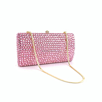 OC4357 Magnifique Pochette Rose en Strass et Cristal pour Filles, Grande Pochette de Soirée Ornée de Pierres, Mini Sacs à Main