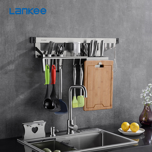 Étagère <span class=keywords><strong>murale</strong></span> de rangement pour épices, support en acier inoxydable 304, stockage des ustensiles de cuisine, étagère combinée - Product Image 1