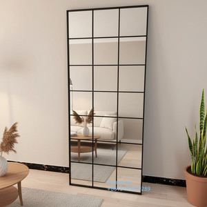 Luxury Handmade Modern Extra Large Rectangle <strong>Black</strong> Metal Framed <strong>Window</strong> Style Glass Wall <strong>Mirror</strong> - Product Image 6