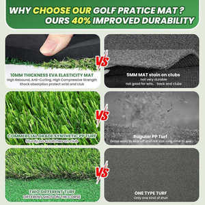 Tapis d'entraînement de golf 2 en 1, tapis de frappe, terrain de golf synthétique, enroulable, portable, avec un ensemble de tees et de balles - Product Image 5