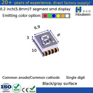Affichage LED SMD à 7 segments ultra fin de 3 mm, petite taille, 0,2 pouce, à chiffre unique - Product Image 1