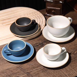 Commercio all'ingrosso 70ml 270ml caffè Espresso Cappuccino colorato opaca superficie ceramica Logo personalizzato porcellana tazza e piattino - Product Image 1