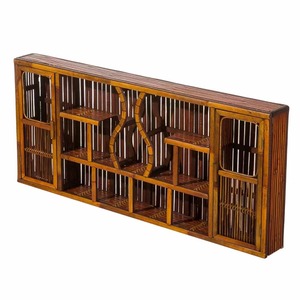 Antique Style Hanging Bamboo Display Shelf Polygon Wall Mounted Storage Rack For Living Room Decor - Product Image 2