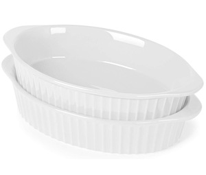 Petit plat à <span class=keywords><strong>gratin</strong></span> ovale en porcelaine, ustensiles <span class=keywords><strong>de</strong></span> cuisson avec double poignée pour la cuisine et la maison - Product Image 1