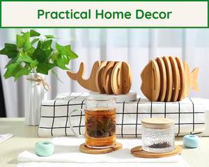 Bamboo Trivet and <b>Coaster</b> <b>Set</b> Whale Shape <b>Coaster</b> <b>Set</b> for Hot Dishes - Product Image 5