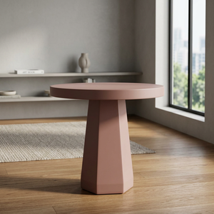 <b>Round</b> Concrete Coffee <b>Table</b> Sculpted Geometric Pedestal <b>Modern</b> Design for Living Room Furniture Patio Spaces - Product Image 3