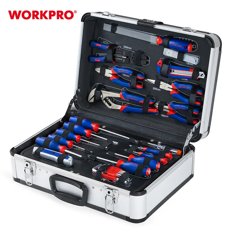 WORKPRO 119 шт. алюминиевый чемодан набор ручных инструментов набор бытовой наборы инструментов