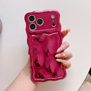 Sang trọng Electroplated Orange đá mô hình điện thoại trường hợp đối với iPhone 13 14 15 16 17 Pro Max sóng cạnh chống sốc mềm Cover quay lại - Product Image 3