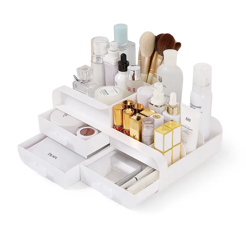 Multi-functional three layer drawers makeup organizer desktop lipstick cosmetic organiser storage box