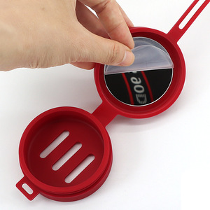 Huiyuan Makeup Puff Storage Box Round Silicone Portable With Mirror For <b>Foundation</b> - Product Image 2
