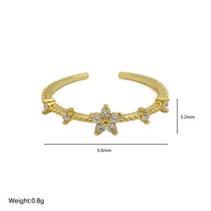 Vente chaude Vintage 18K Bague En Laiton Coloré Cubique Zircone Décembre Pierre De Naissance Fleur Anneaux Ouverture Réglable Bagues - Product Image 5