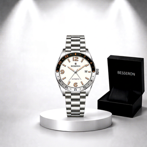 Reloj Deportivo Personalizado GMT Automático Analógico de Acero Inoxidable Resistente al Agua 10 Bar, Marca Privada Premium, Venta al Por Mayor, Doble Zona Horaria - Product Image 1