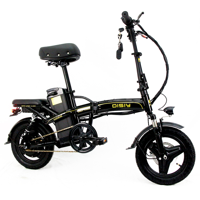 DISIYUAN Factory 14-inch Fat Tire Electric Folding Bicycle 48V350W Small Wheel Folding Electric Bicycle