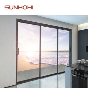 SUNHOHI cadre invisible <span class=keywords><strong>lunette</strong></span> étroite porte coulissante en aluminium grand champ de vision triple tringlerie portes coulissantes en verre pour les maisons - Product Image 6