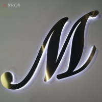 Enseignes publicitaires métalliques personnalisées étanches, enseignes LED rétroéclairées en acrylique pour extérieur, vernis noir, alimentation CC, halo lumineux 3D peint