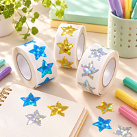 Autocollants étoiles holographiques personnalisés, autocollants arc-en-ciel laser brillants, autocollants imperméables, étiquettes de récompense pour enfants, travaux manuels en classe, décoration
