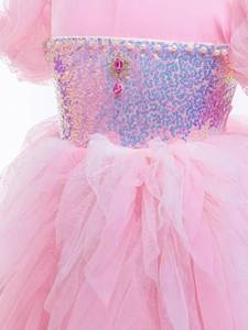 Vestido de Princesa con Lentejuelas para Niñas, Vestido de Tul con Mangas Abullonadas Brillantes para Halloween y Fiestas de Cumpleaños - Product Image 3