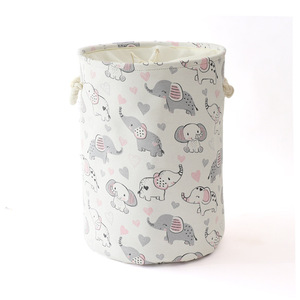 Panier à linge rose <span class=keywords><strong>en</strong></span> <span class=keywords><strong>toile</strong></span> pliable pour enfants et bébés, motif éléphant, avec poignées, pour le rangement - Product Image 2