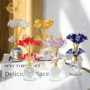 Crystal Lotus Ornament Nordic Style Living Room Decoration <b>Gift</b> For Mother's Day Valentine's Day Crystal Glass Craft - Product Image 1