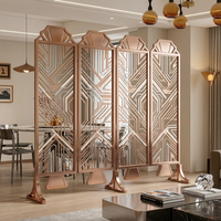 Paravent décoratif en acier inoxydable découpé au laser sur mesure avec finition or PVD, décoration murale intérieure pour restaurant