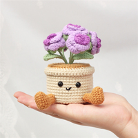 Pot de fleurs en crochet fait main Art Déco, figurine de personnage mignon en tricot, cadeau d'anniversaire pour la décoration d'étagères de bureau ou de chambre