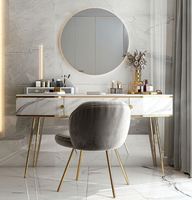 Table de maquillage élégante et moderne de style européen contemporain, de haute qualité, en bois massif, avec miroir éclairé, rangement pour la chambre à coucher