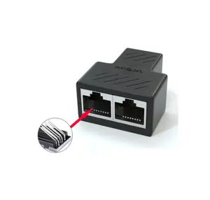 1 To 2 Way LAN RJ45 Extender Splitter Ethernet Adapter For Internet Cable Connection 1 Input 2 Output High Quality
