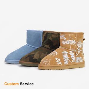 รองเท้าหนังแกะลายพรางของผู้หญิงทำจากหนังกลับแท้หุ้มหนังเทียมให้ความอบอุ่นสำหรับฤดูหนาว - Product Image 2