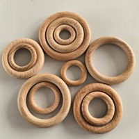 Solid Natural Beech Wooden Rings Circles Without Paint for Crafts Connectors Jewelry Making