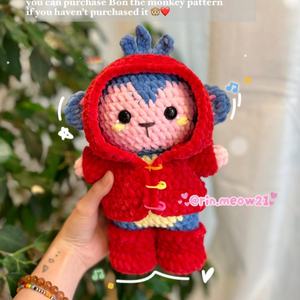 Sudadera con capucha de conejito de ganchillo hecha a mano patrón <span class=keywords><strong>Amigurumi</strong></span> conejo gato mono muñeca DIY tejido Animal juguete artesanía Tutorial <span class=keywords><strong>principiantes</strong></span> - Product Image 4