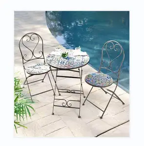Garden Metal Outdoor Mosaic Furniture Bistro Chairs And tables Sets
