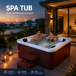 Bain à remous extérieur en acrylique Ningjie pour 4 personnes, autoportant, garantie 5 ans - Product Image 1