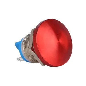 Interruptor de botón de encendido y apagado de seta de 16mm, pulsador de cabeza plana, Micro interruptores de cabeza roja, 1no