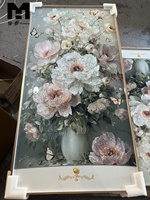 Vas Bunga Peony Kanvas Seni Dinding Lukisan Pemandangan Kristal Porselen Lukisan Lanskap Poster Cetak dengan Bingkai untuk Dekorasi Rumah