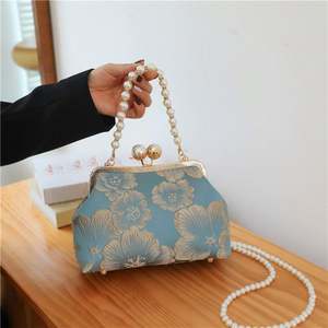 Bolsas de Mão de Luxo para Mulheres com Bordado de Pérolas e Flores, Estilo Chinês, Bolsa Clutch Brilhante para Casamento - Product Image 5