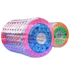 factory directly sale customized size 2.0-2.8m pvc puc water play wheel toy cheap price inflatable zorbs water rollers wheel