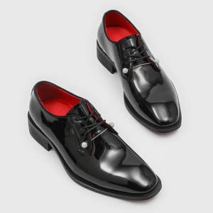 <span class=keywords><strong>Scarpe</strong></span> Eleganti da Uomo in Pelle Verniciata Nera, Fodera Rossa Lucida, Decorazioni in Cristallo, Oxford Formali <span class=keywords><strong>per</strong></span> Matrimoni e Feste - Product Image 2