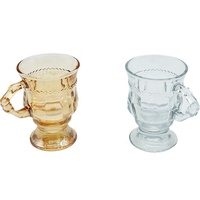 Mug en verre ambré transparent gaufré vintage 2026 avec poignée et pied pour boissons chaudes, café, thé, vin