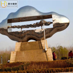 Sculpture de nuage en miroir Jiahua, en acier inoxydable, irrégulière, abstraite, pour l'extérieur, à poser au sol, fontaine décorative artisanale - Product Image 4
