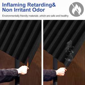 BONNO – 12 panneaux de mousse auto-adhésifs insonorisants, panneaux de mousse acoustique pour réduire le bruit et les échosions - Product Image 6