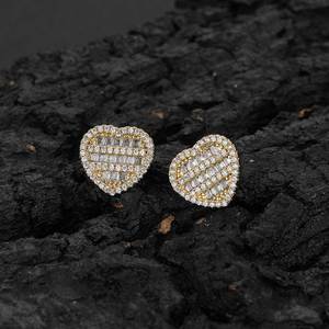 Fashion Unisex Five Layer Mixed Zirconia Love Heart Zirconia Earrings for Couples Trendy Heart Brass <b>Studs</b> Jewelry - Product Image 3
