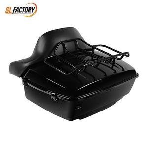 Gloss <strong>Black</strong> Motorcycle 13.7" King Size Tour Pak <strong>Trunk</strong> W/<strong>Black</strong> Latches/Rack Fit for Harley Touring Road Street Glide 2014-2023 - Product Image 1