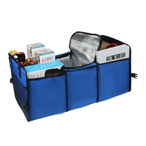 Caja de almacenamiento para maletero de coche, tela Oxford, aislada, 4-7 compartimentos, malla azul, para organización interior del coche - Product Image 1